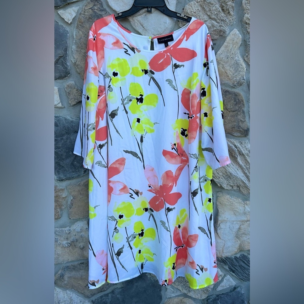 Lane Bryant Midi Dress 18/20 (2X) Colorful Floral Flowy Bright Spring Feminine